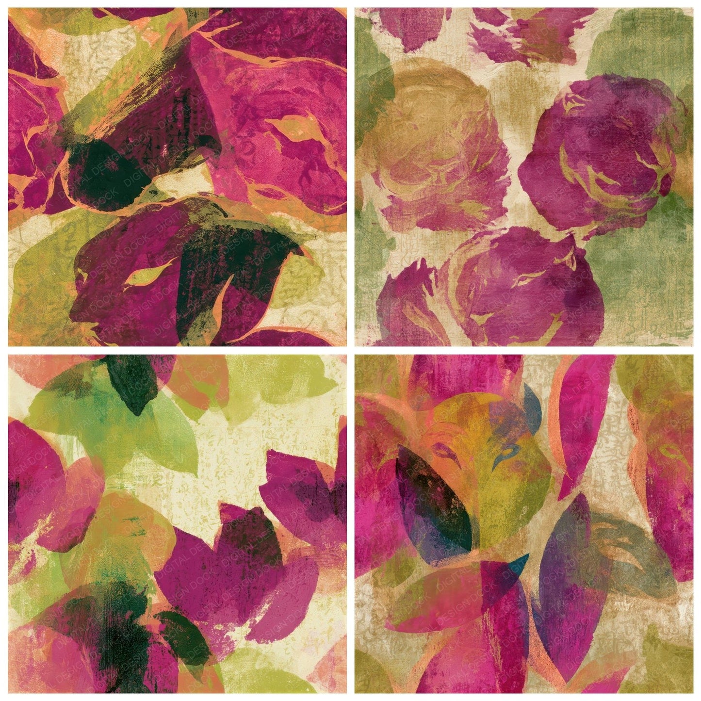 Gouache Sphinx Fuchsia Lime Seamless Digital Paper Pack (DDD013511)