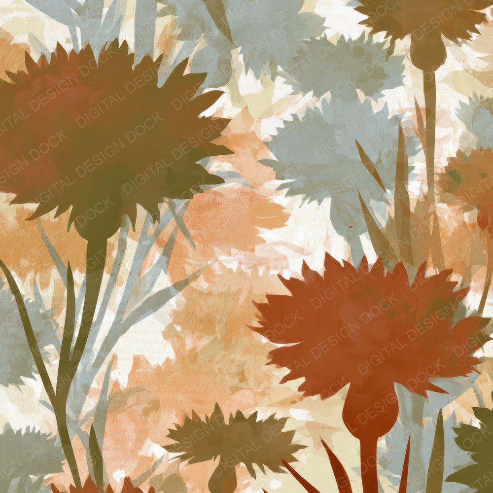 Papercut Cornflowers Terracotta Olive Digital Paper Pack (DDD013513)