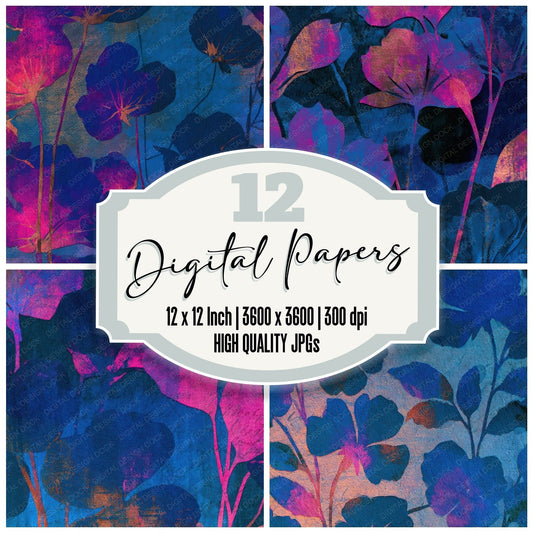 Papercut Violets Electric Pink Cyan Digital Paper Pack (DDD013515)
