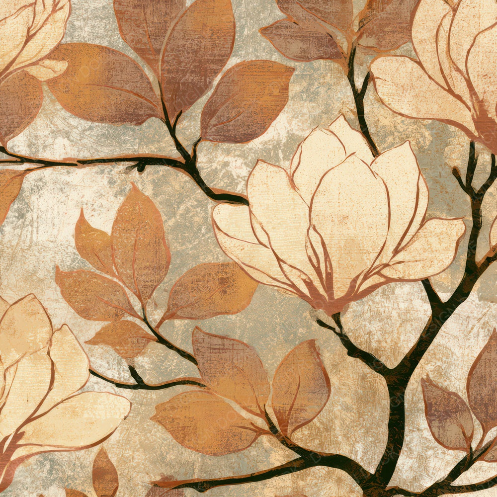 Screenprint Magnolia Sepia Copper Digital Paper Pack (DDD013516)