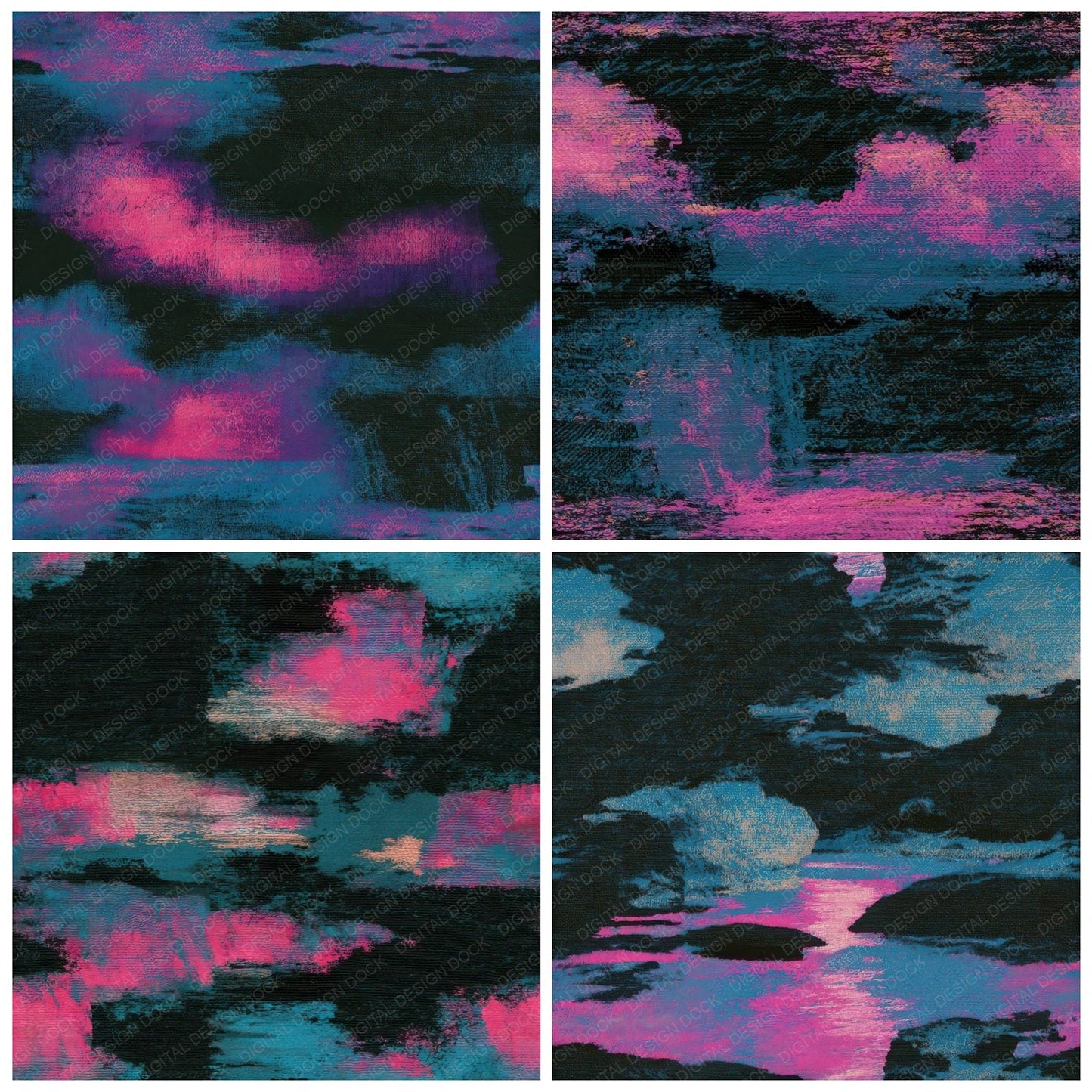 Tapestry Coastal Cliffs Pink Cyan Seamless Digital Paper Pack (DDD013519)