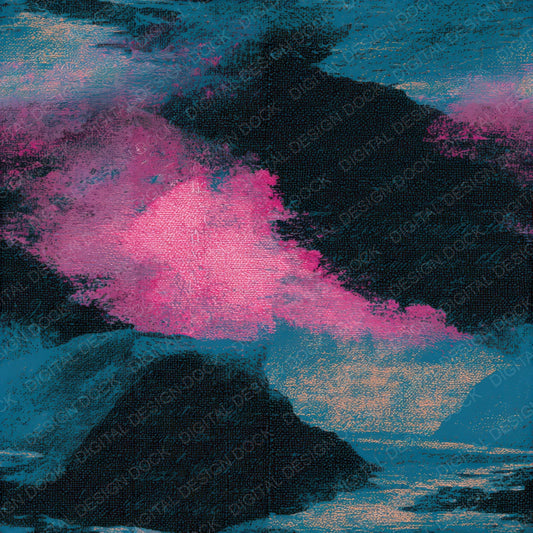Tapestry Coastal Cliffs Pink Cyan Seamless Digital Paper Pack (DDD013519)