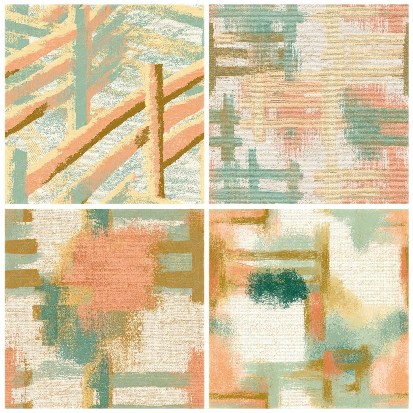 Tapestry Split Rail Fence Peach Mint Seamless Digital Paper Pack (DDD013520)
