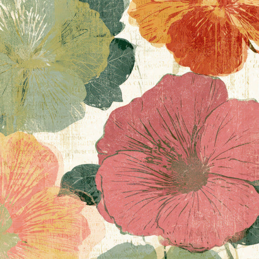 Woodblock Hibiscus Pistachio Raspberry Digital Paper Pack (DDD013522)
