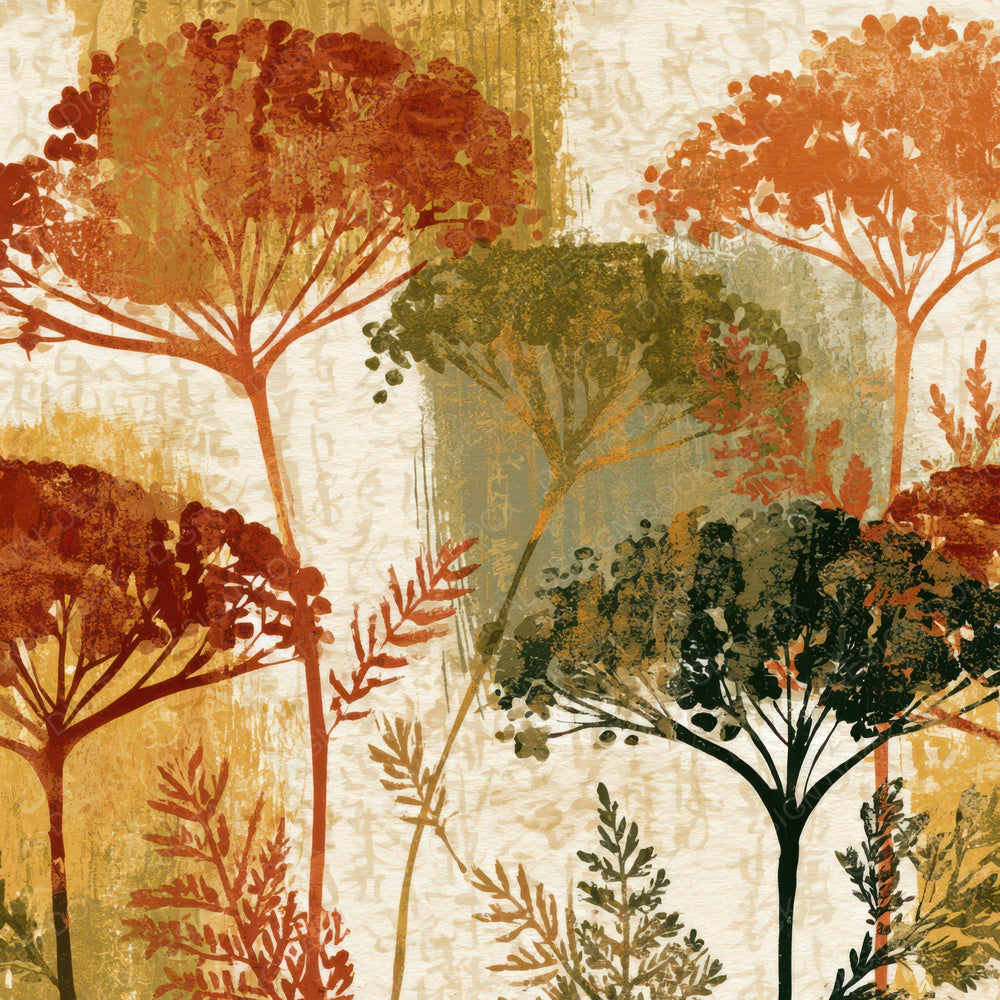 Woodcut Yarrow Terracotta Olive Digital Paper Pack (DDD013524)