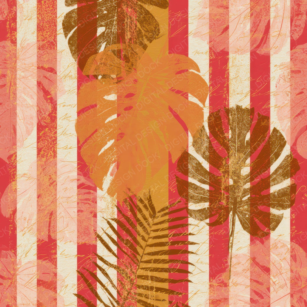 Blueprint Monstera Candy Red Cream Digital Paper Pack (DDD013526)