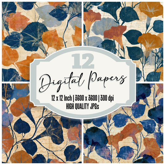 Blueprint Morning Glory Sienna Indigo Digital Paper Pack (DDD013527)