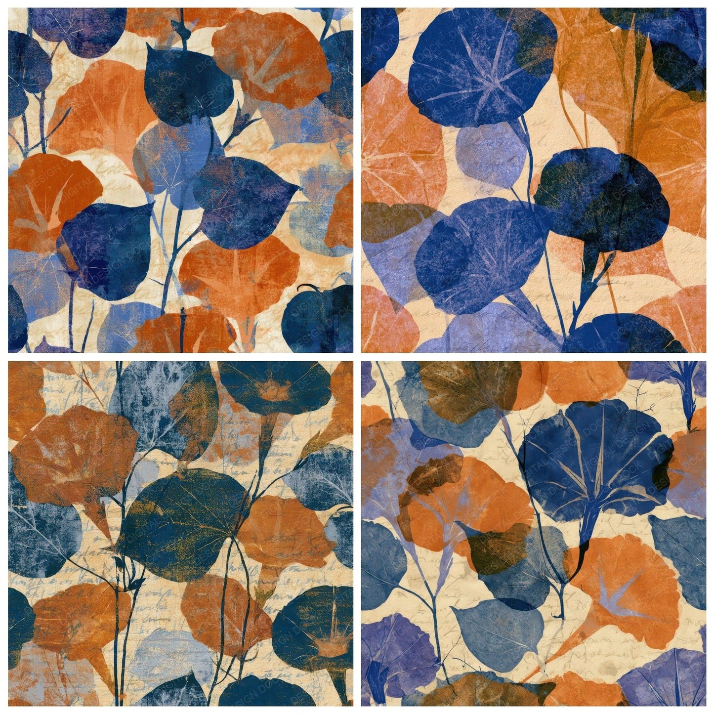 Blueprint Morning Glory Sienna Indigo Digital Paper Pack (DDD013527)