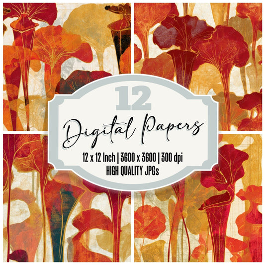 Blueprint Pitcher Plants Circus Red Gold Digital Paper Pack (DDD013528)