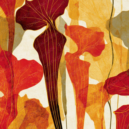 Blueprint Pitcher Plants Circus Red Gold Digital Paper Pack (DDD013528)