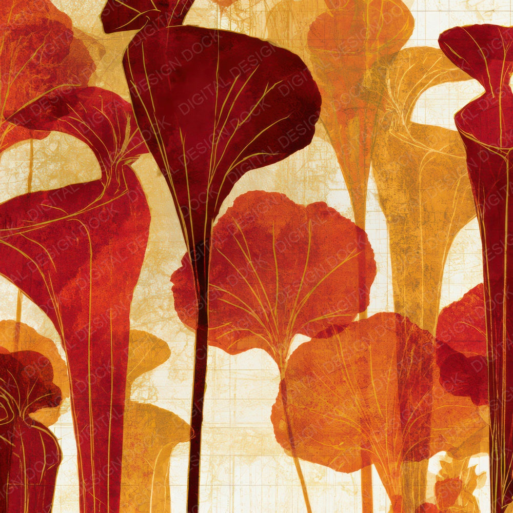Blueprint Pitcher Plants Circus Red Gold Digital Paper Pack (DDD013528)