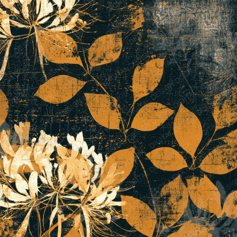 Etching Honeysuckle Mustard Cream Digital Paper Pack (DDD013529)