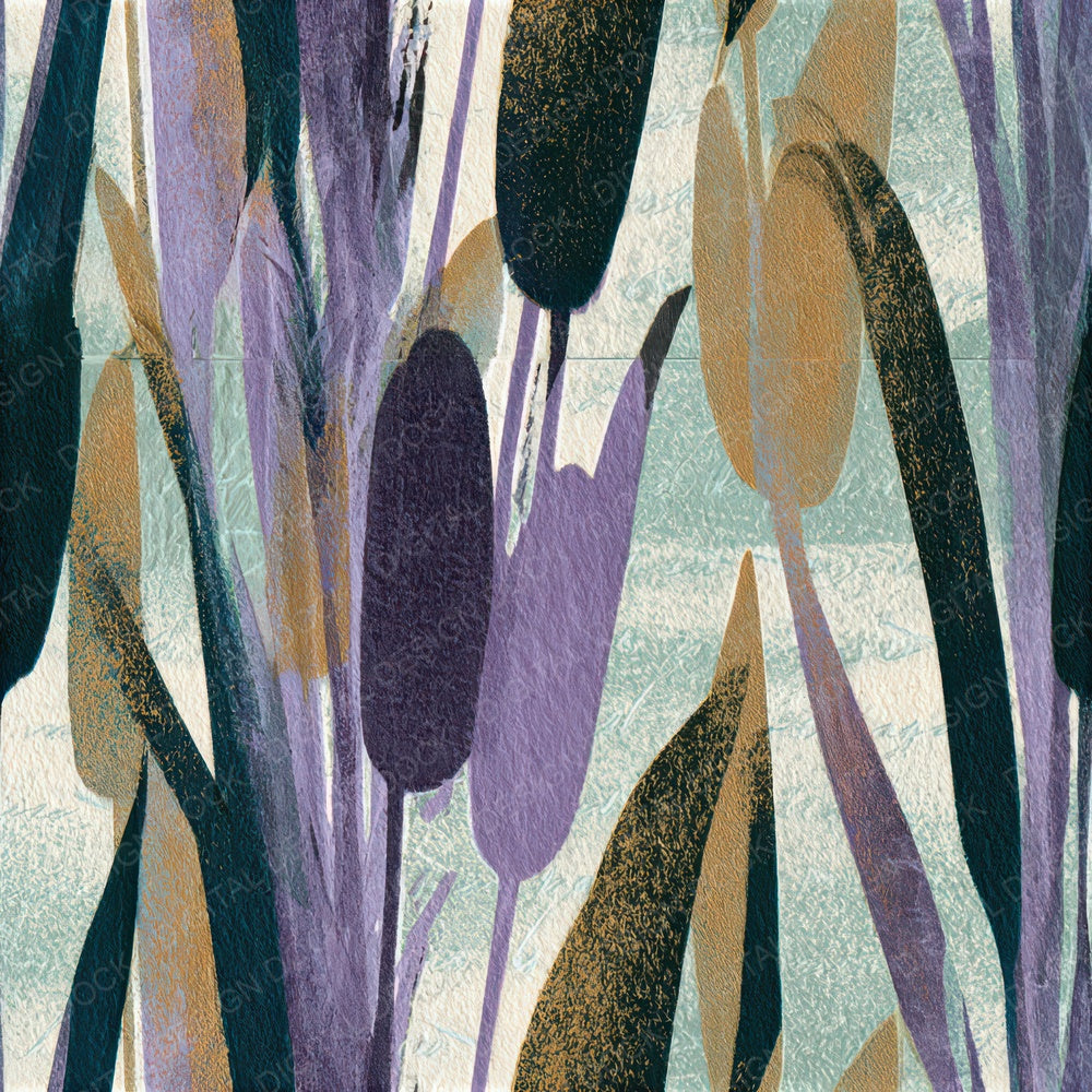 Letterpress Bulrush Lilac Mint Seamless Digital Paper Pack (DDD013531)
