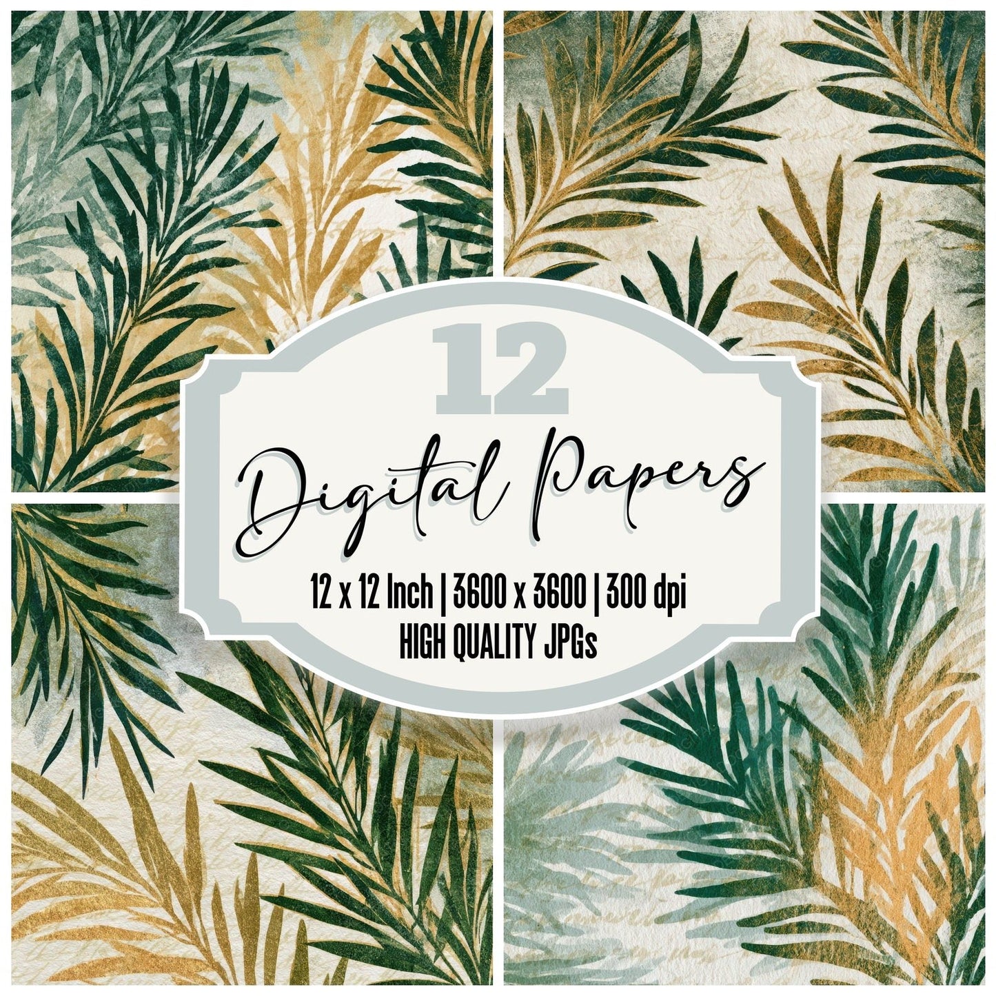 Letterpress Rosemary Sage Ivory Digital Paper Pack (DDD013533)