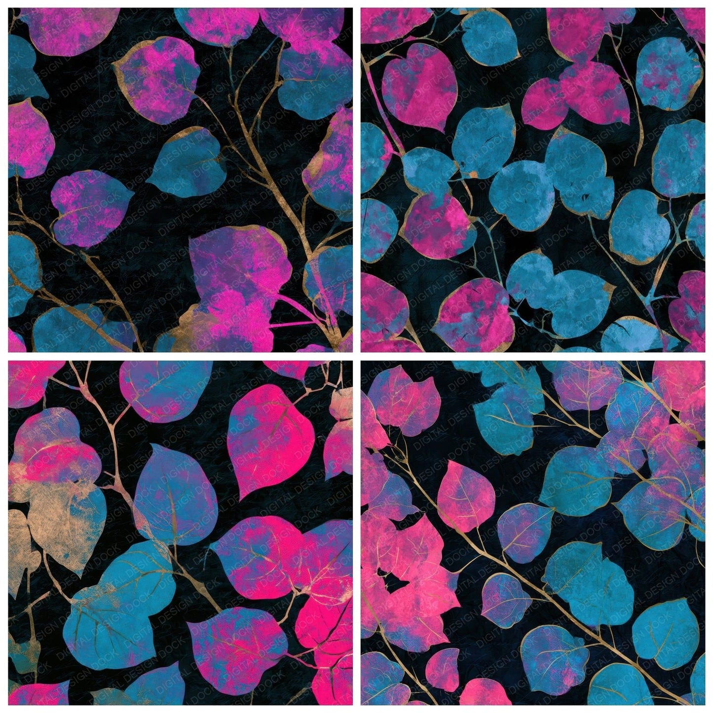 Papercut Bougainvillea Pink Cyan Digital Paper Pack (DDD013534)