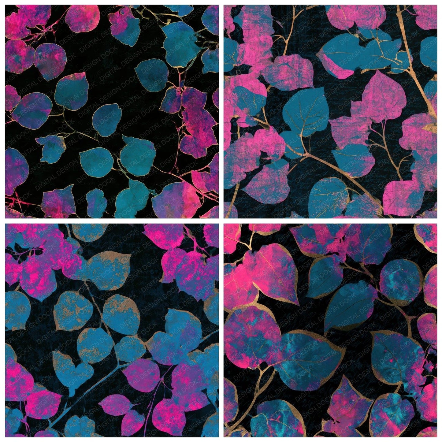 Papercut Bougainvillea Pink Cyan Digital Paper Pack (DDD013534)
