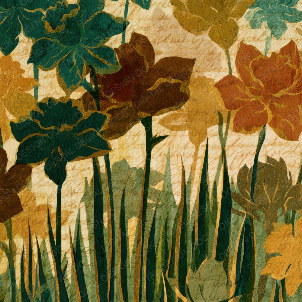 Papercut Daffodils Moss Bark Digital Paper Pack (DDD013535)