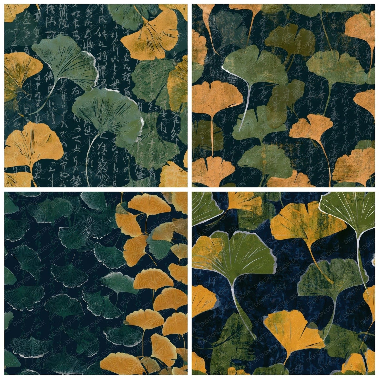 Papercut Gingko Palm Green Ochre Digital Paper Pack (DDD013536)