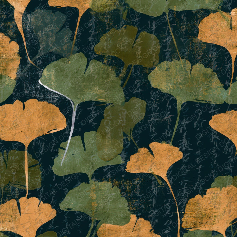 Papercut Gingko Palm Green Ochre Digital Paper Pack (DDD013536)