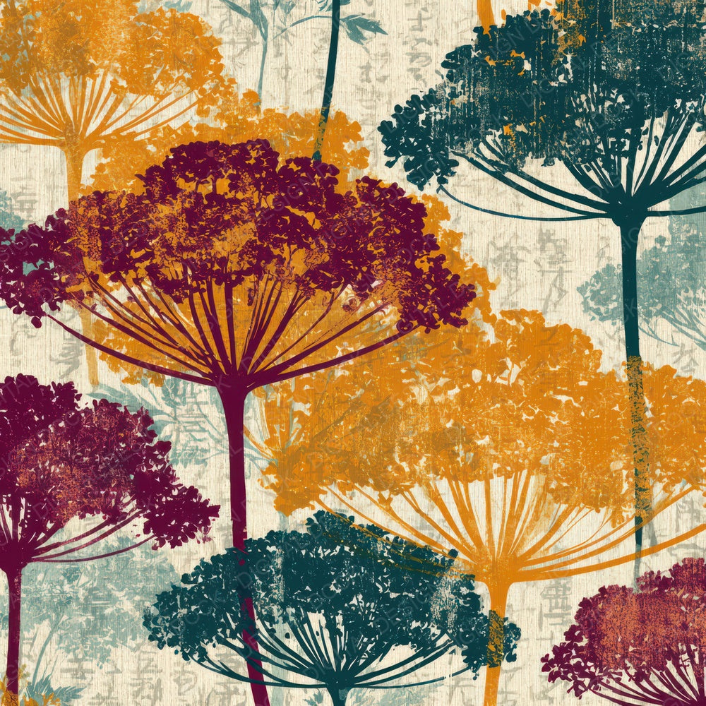 Screenprint Queen Annes Lace Ochre Plum Teal Digital Paper Pack (DDD013537)