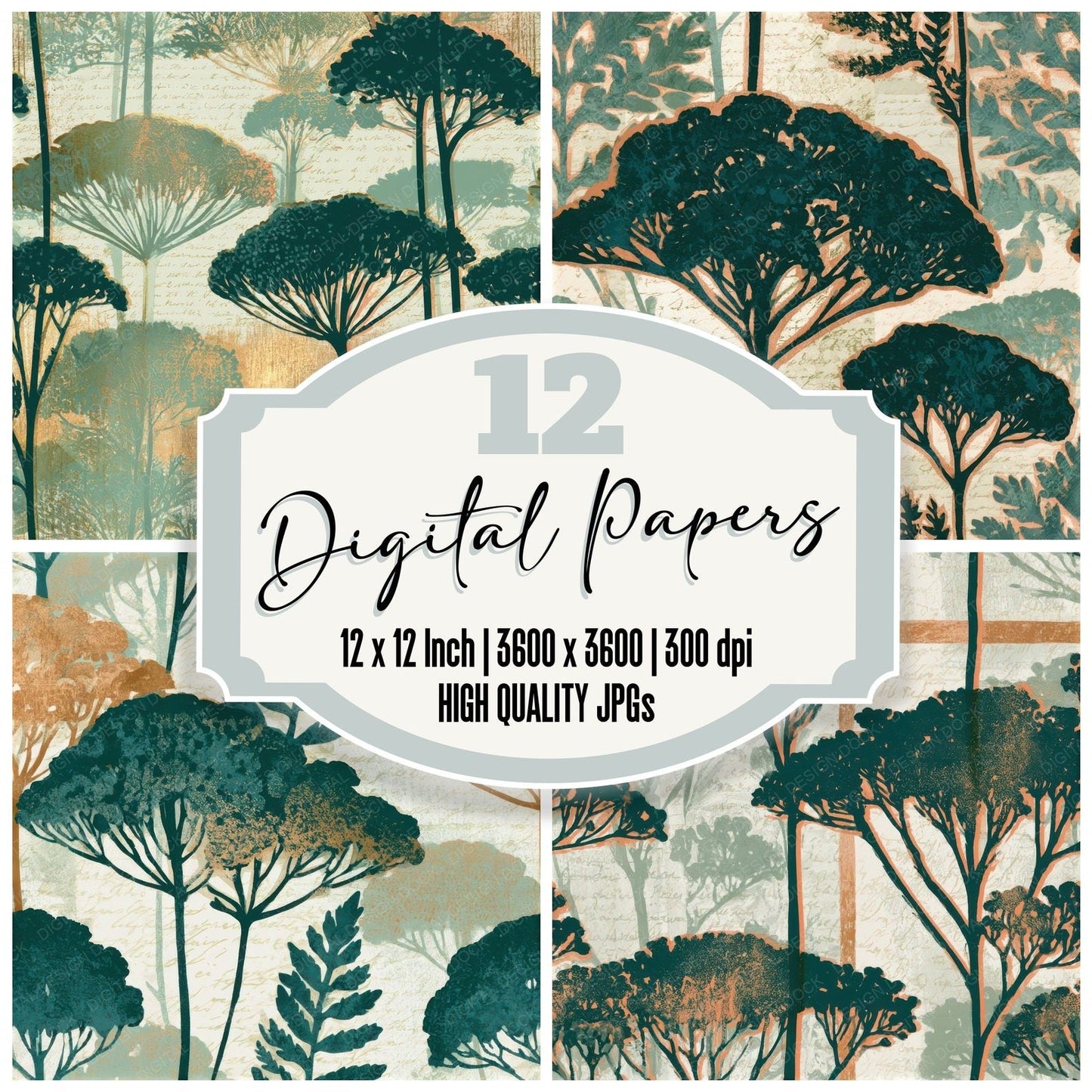 Screenprint Yarrow Sage Ivory Seamless Digital Paper Pack (DDD013538)