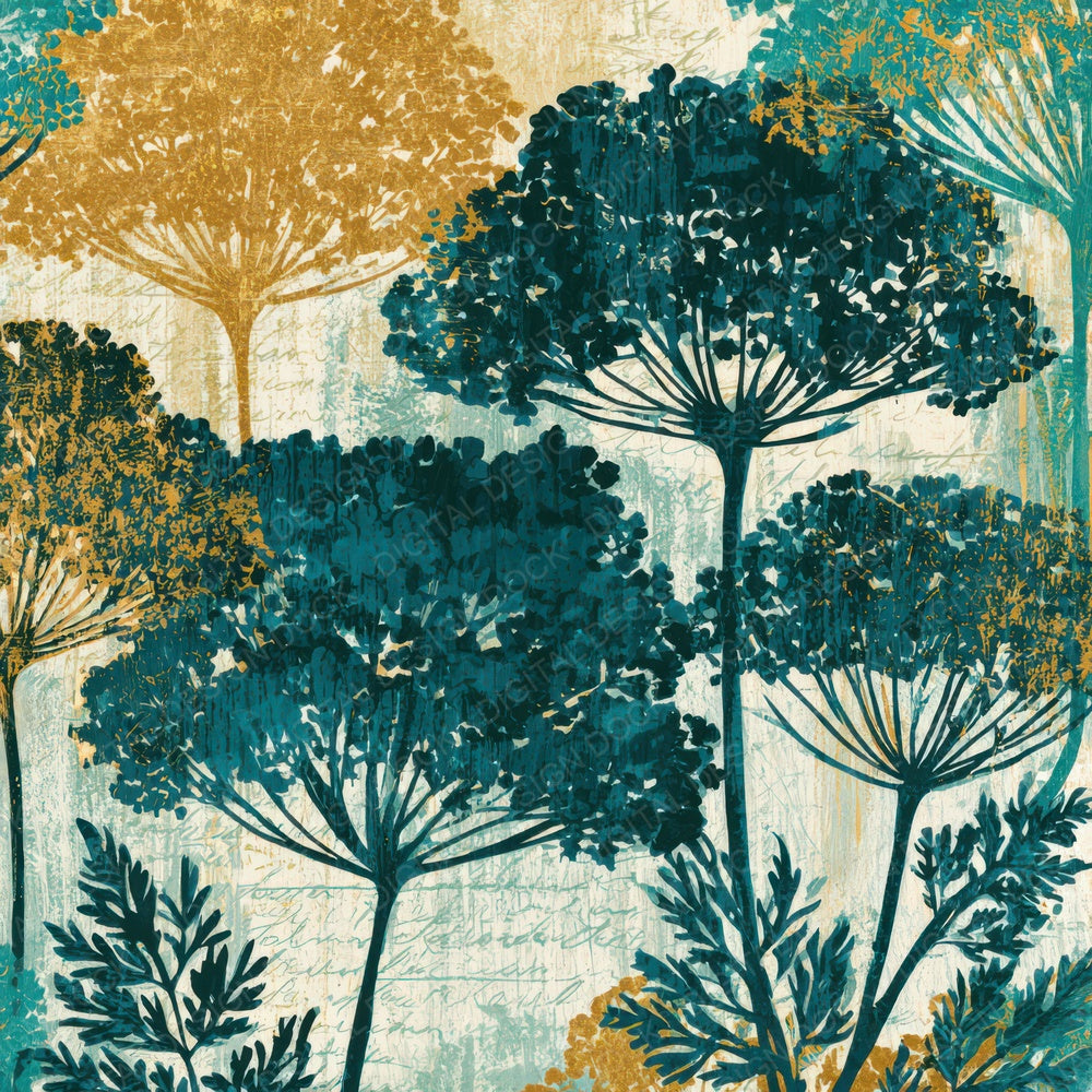 Woodcut Queen Annes Lace Malachite Teal Digital Paper Pack (DDD013543)