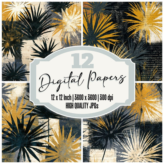 Blueprint Air Plants Cream Mustard Digital Paper Pack (DDD013545)