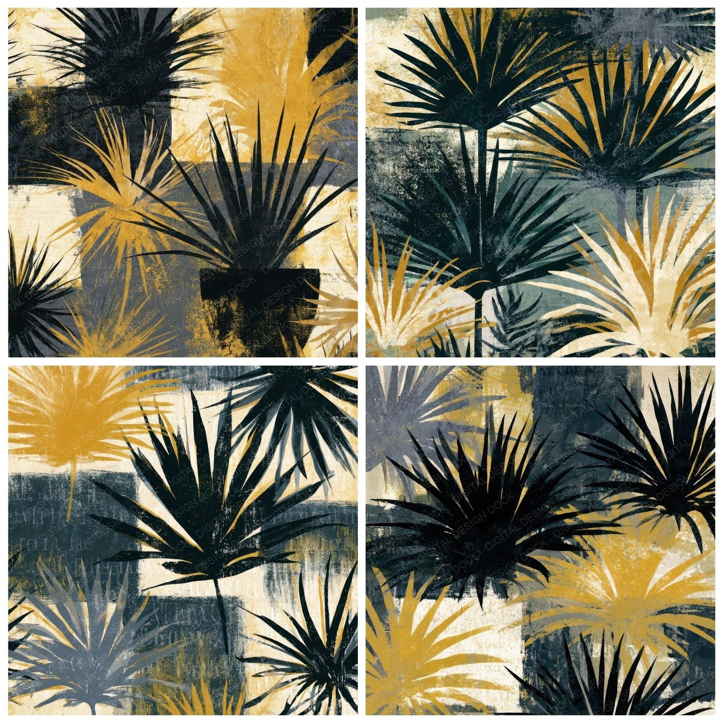 Blueprint Air Plants Cream Mustard Digital Paper Pack (DDD013545)