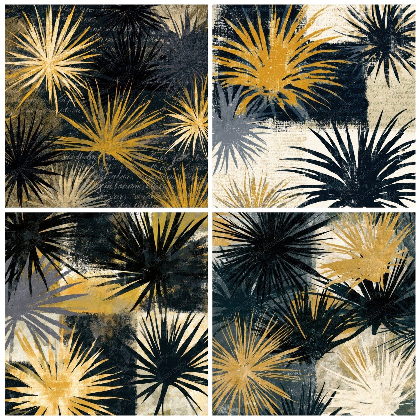 Blueprint Air Plants Cream Mustard Digital Paper Pack (DDD013545)
