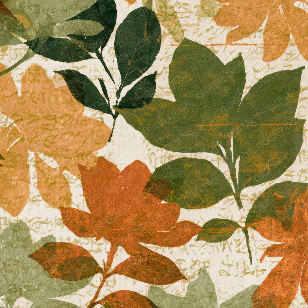 Blueprint Gardenias Avocado Burnt Orange Digital Paper Pack (DDD013546)