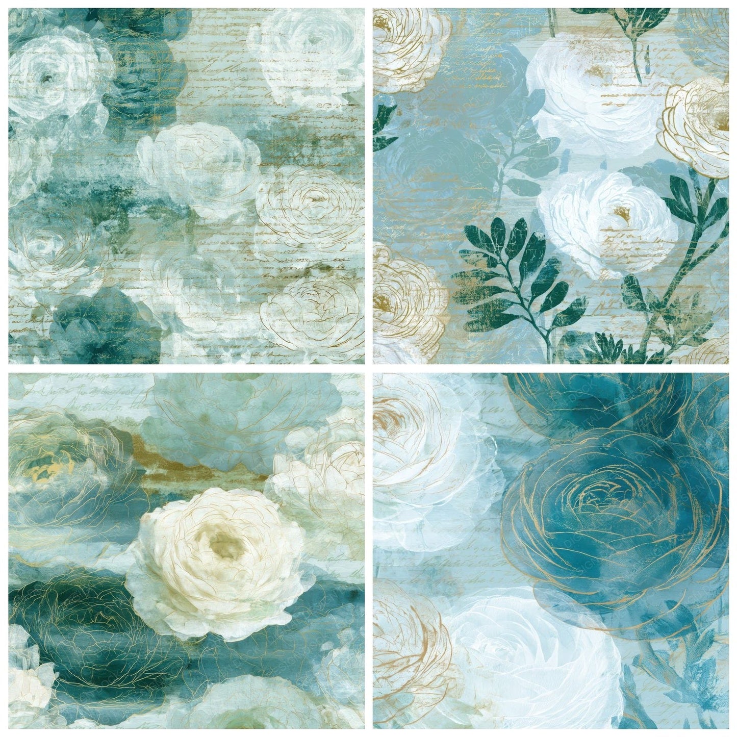 Blueprint Ranunculus Seafoam Digital Paper Pack (DDD013547)