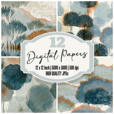 Etching Moss Sea Glass Bone Digital Paper Pack (DDD013550)