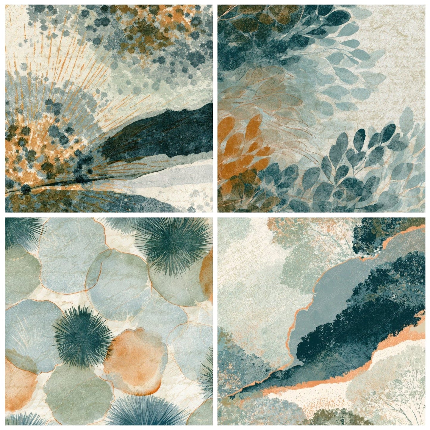 Etching Moss Sea Glass Bone Digital Paper Pack (DDD013550)