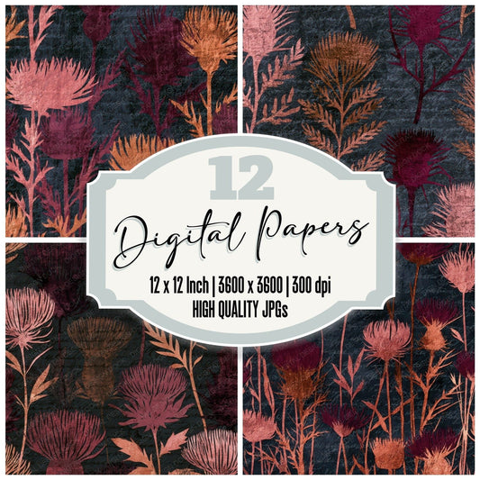 Papercut Thistle Blush Charcoal Digital Paper Pack (DDD013554)