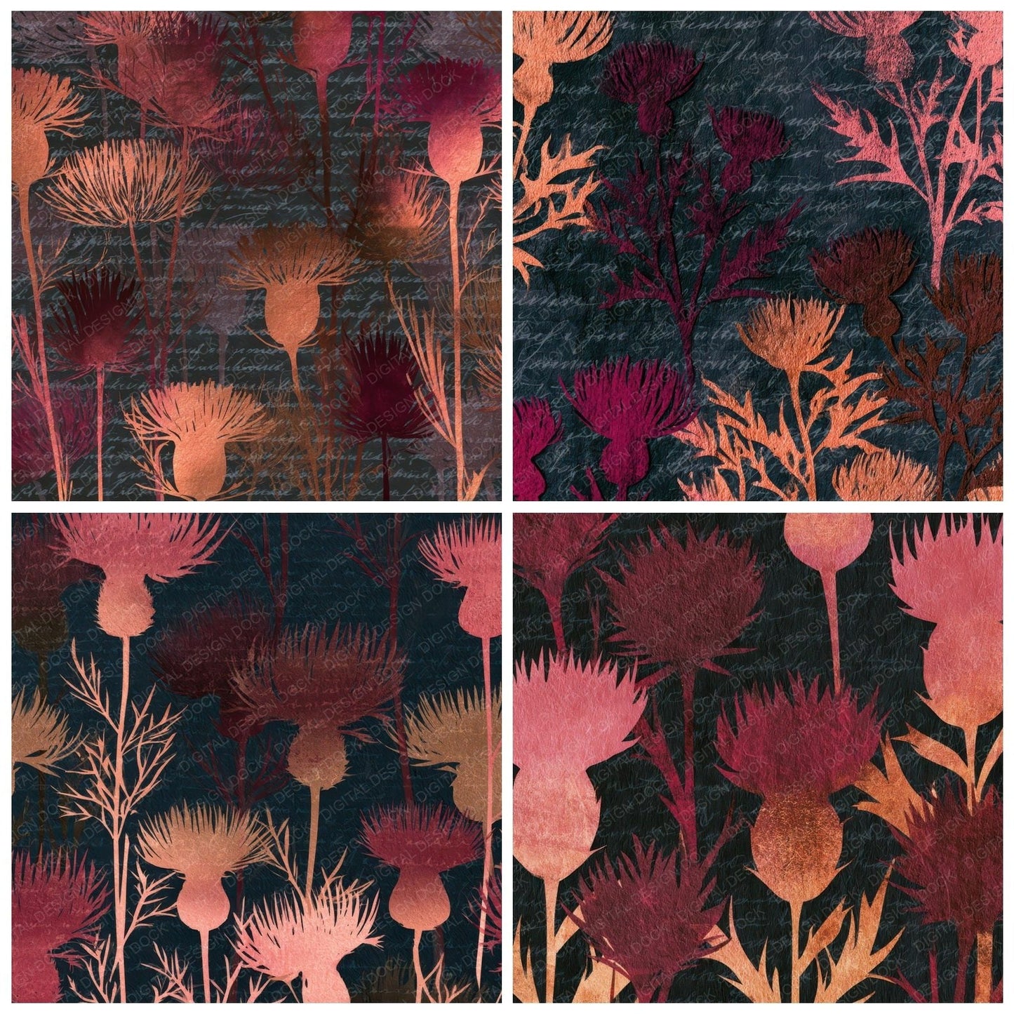 Papercut Thistle Blush Charcoal Digital Paper Pack (DDD013554)