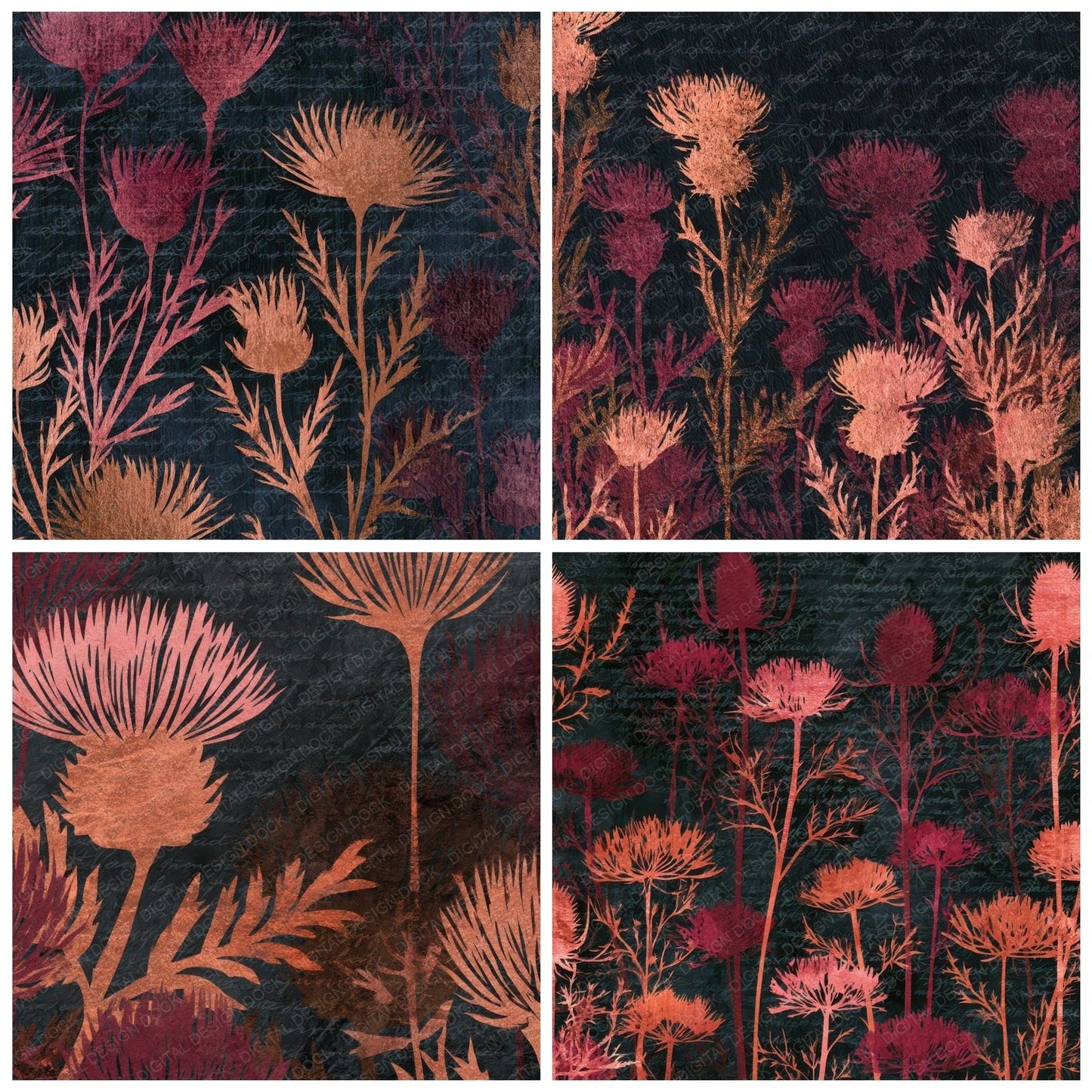 Papercut Thistle Blush Charcoal Digital Paper Pack (DDD013554)