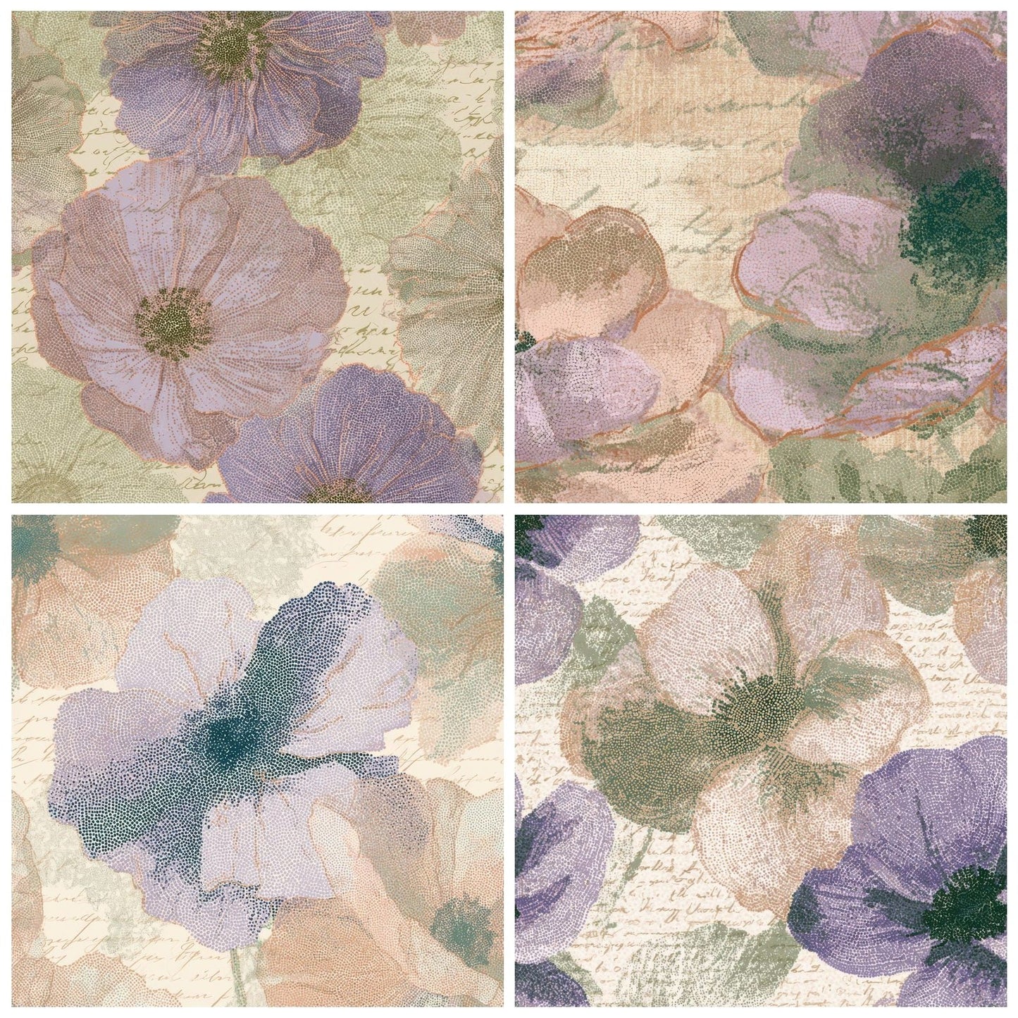 Pointillism Anemones Lilac Sage Digital Paper Pack (DDD013555)
