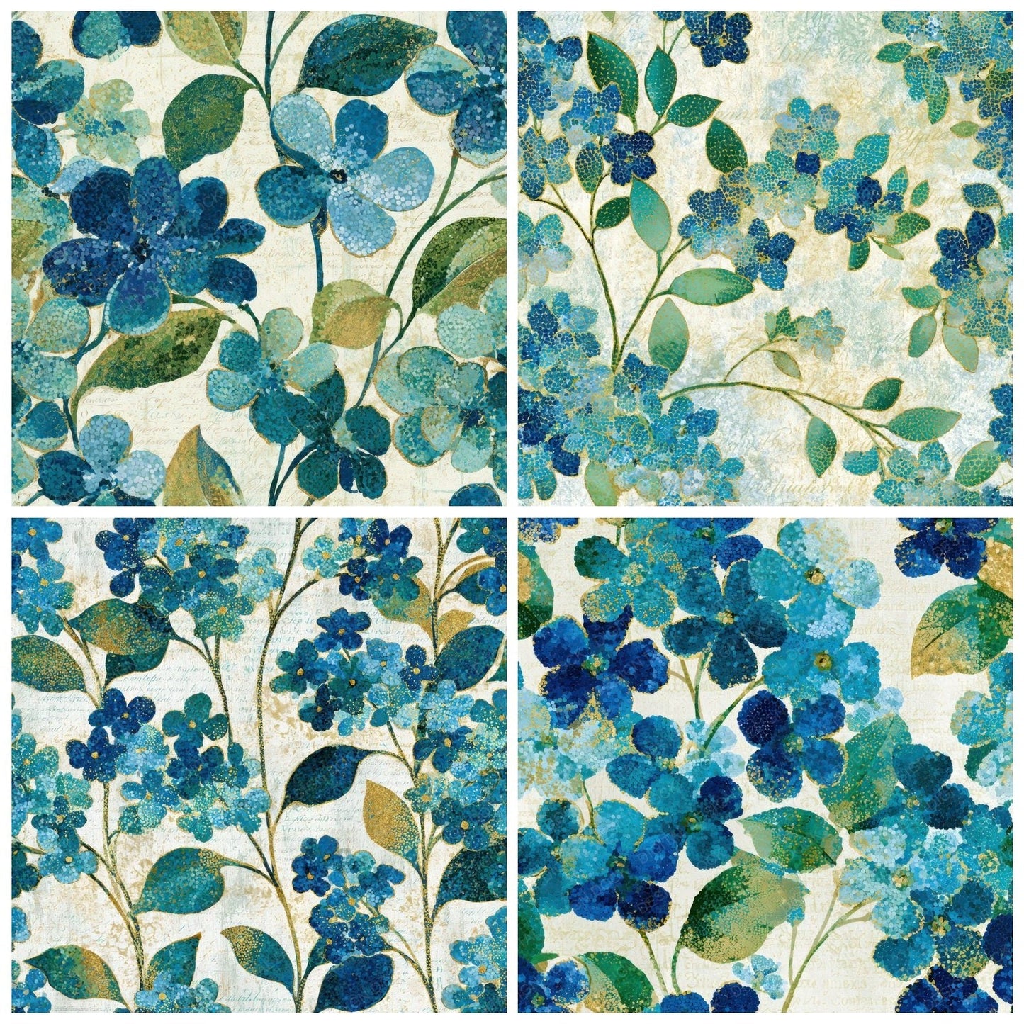 Pointillism Forget Me Nots Sea Glass Gold Digital Paper Pack (DDD013557)
