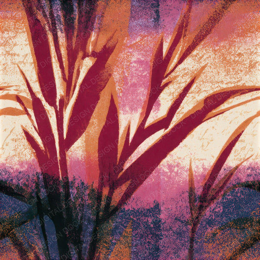 Woodblock Reeds Plum Cream Seamless Digital Paper Pack (DDD013563)
