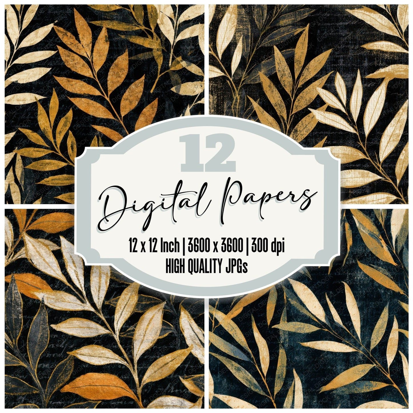 Blueprint Willow Cream Mustard Digital Paper Pack (DDD013566)