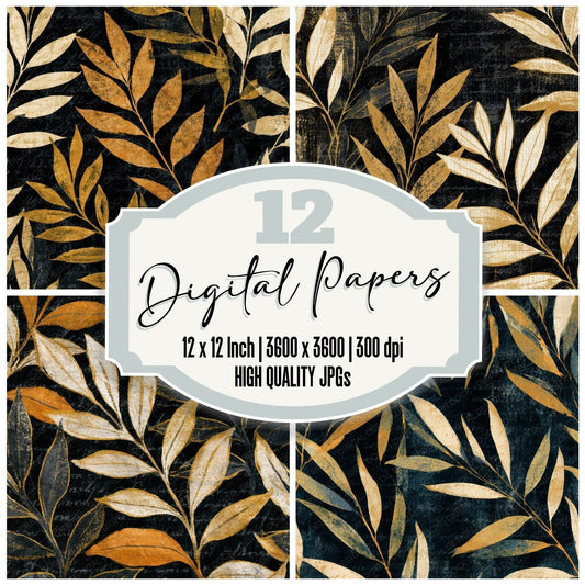 Blueprint Willow Cream Mustard Digital Paper Pack (DDD013566)