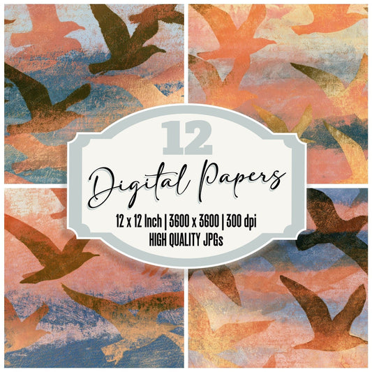 Etching Gulls Apricot Rose Digital Paper Pack (DDD013569)