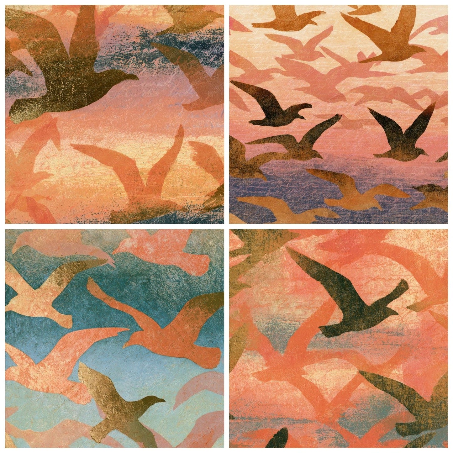 Etching Gulls Apricot Rose Digital Paper Pack (DDD013569)