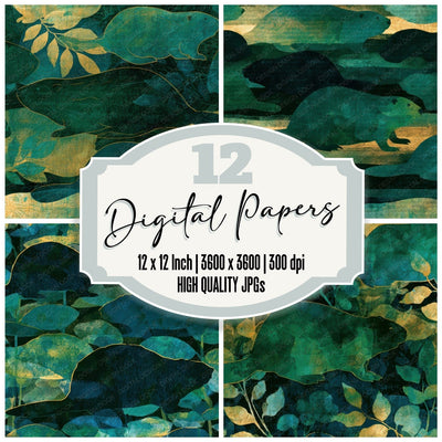 Letterpress Beaver Emerald Chartreuse Digital Paper Pack (DDD013571)