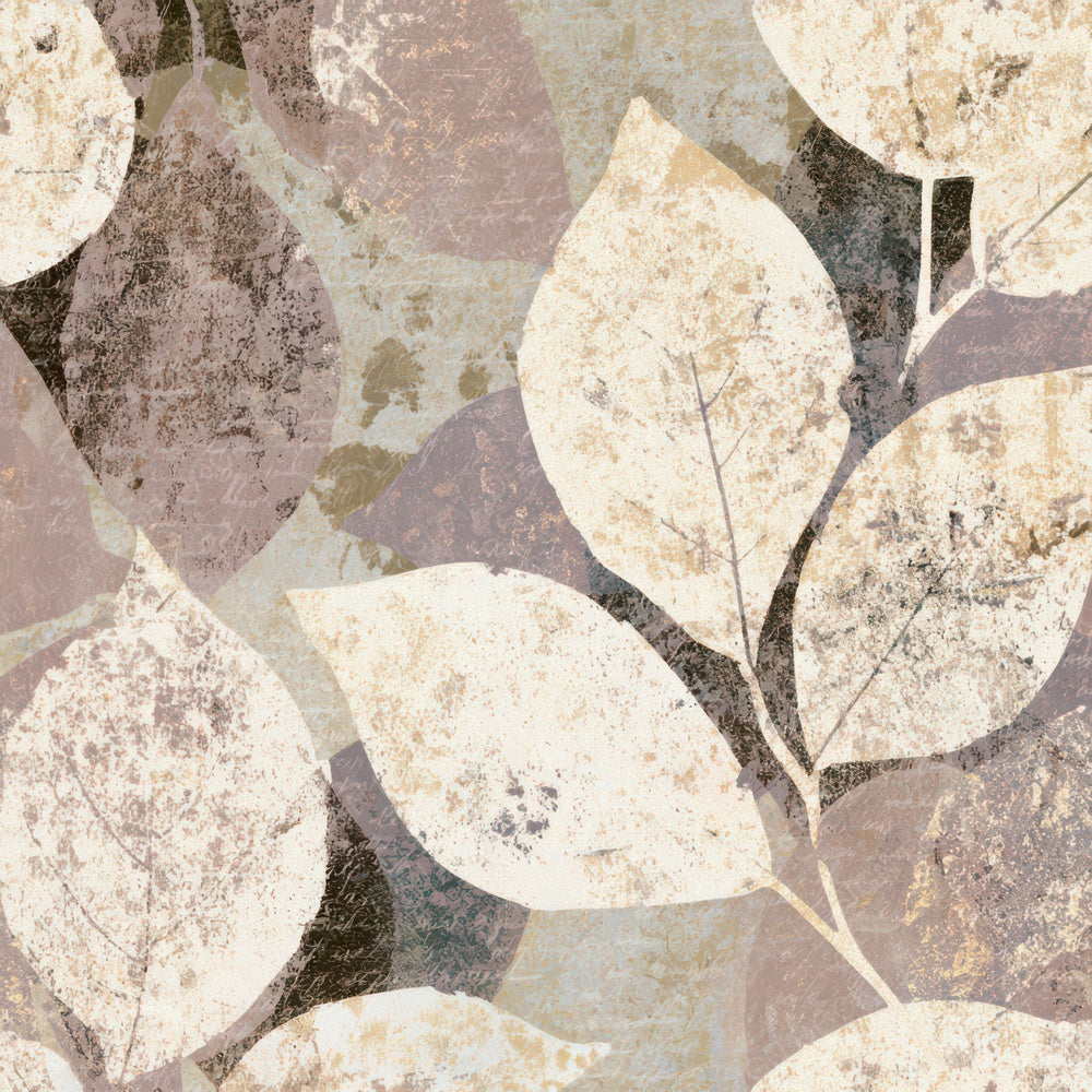 Linocut Pressed Leaves Bone Stone Taupe Digital Paper Pack (DDD013575)