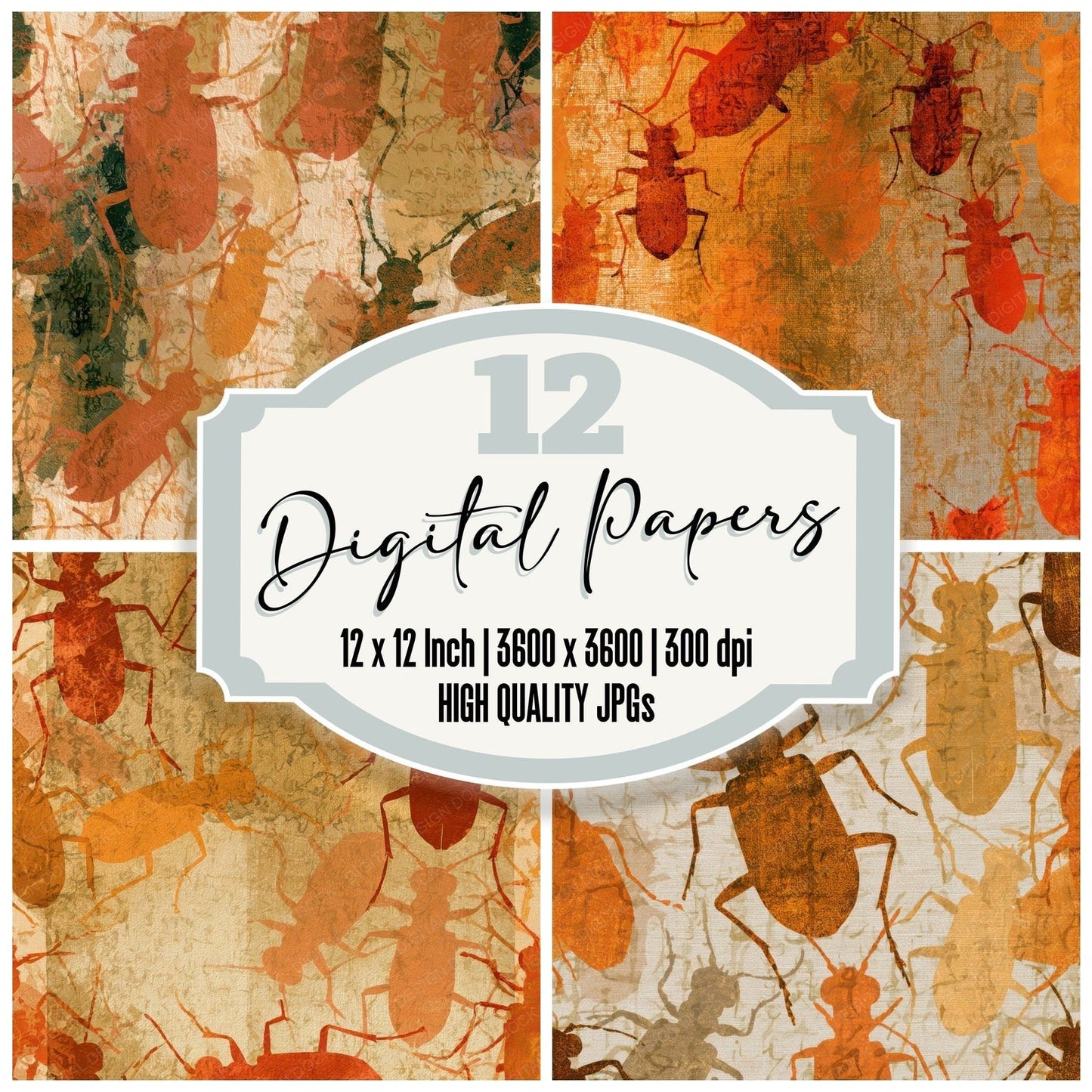 Papercut Tiger Beetles Copper Burnt Orange Digital Paper Pack (DDD013577)