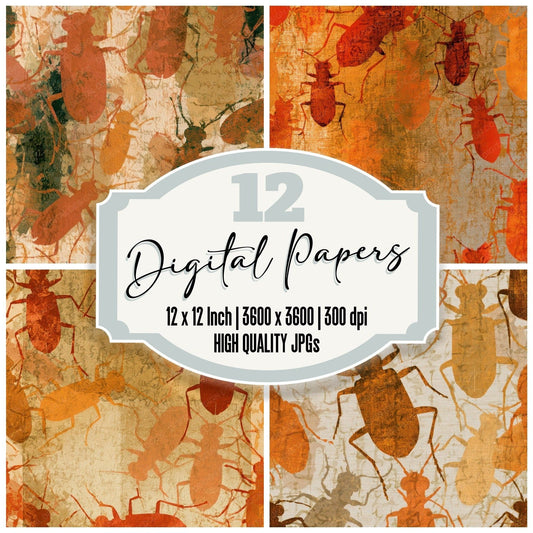 Papercut Tiger Beetles Copper Burnt Orange Digital Paper Pack (DDD013577)