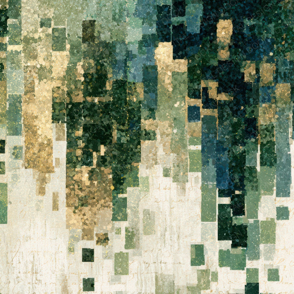 Pointillism Geometric Sage Cream Digital Paper Pack (DDD013579)