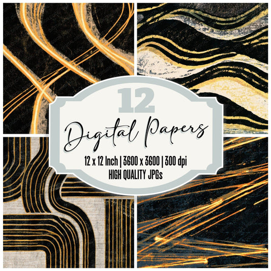 Woodblock Tubes Ink Black Digital Paper Pack (DDD013583)