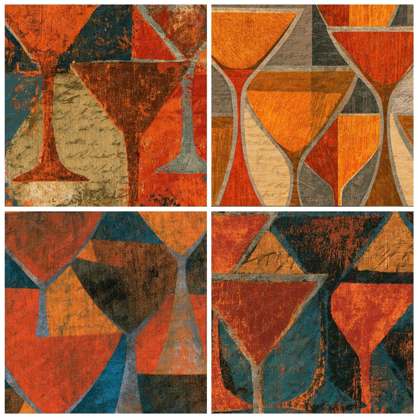 Woodcut Martini Copper Digital Paper Pack (DDD013584)